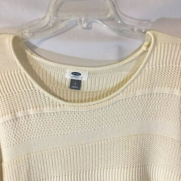 Old Navy Drop Shoulder Sweater Short Sleeve Cotton Knit Women's Size Large Ivory - Picture 2 of 10